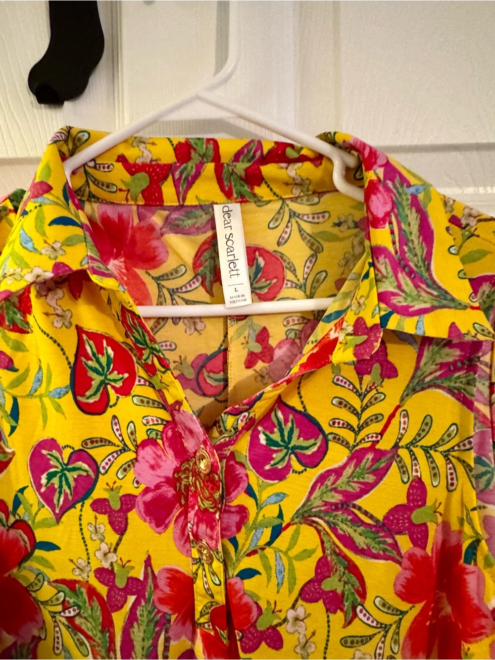 Sleeveless Floral  Top in Bright Yellow & Pink - Picture 2 of 5